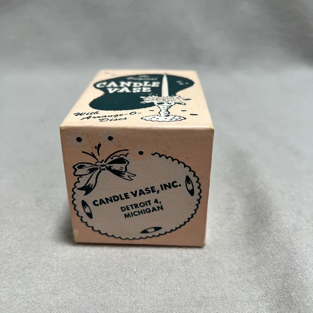 The Original Candle Vase Clear Lucite Plastic Floral Arrange-O-Disc 50s Vintage